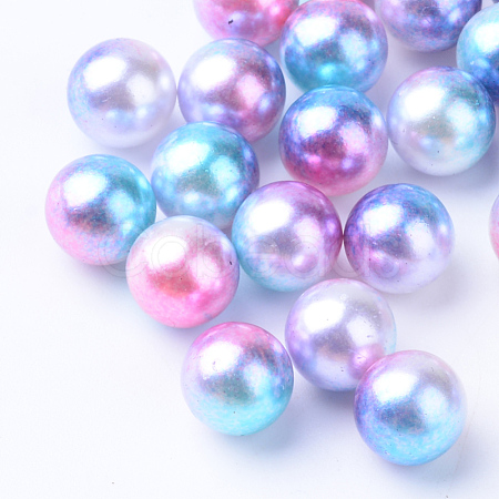 Rainbow Acrylic Imitation Pearl Beads OACR-R065-6mm-01-1