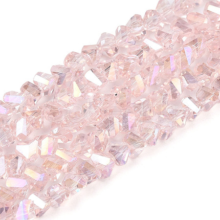 Electroplate Transparent Glass Beads Strands X-GLAA-N021-4mm-10-1