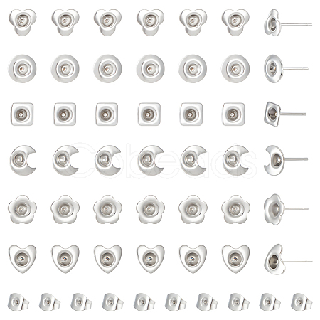 84Pcs 6 Style 201 Stainless Steel Stud Earring Findings STAS-UN0057-42-1
