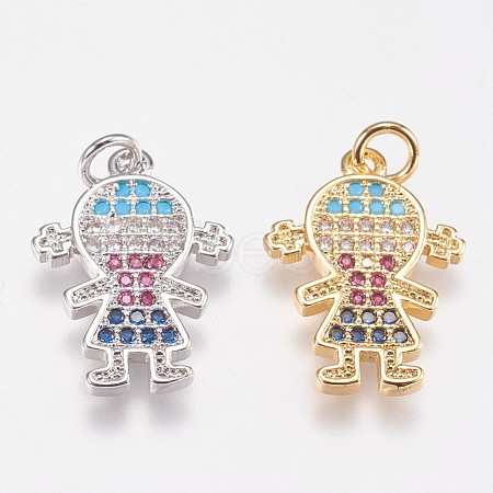 Brass Micro Pave Cubic Zirconia Pendants KK-I614-062-1