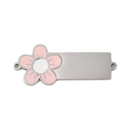 304 Stainless Steel Pink Enamel Connector Charms STAS-P377-14P-B-1