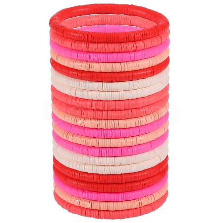 Polymer Clay Heishi Surfer Stretch Bracelets Set BJEW-SW00125-1