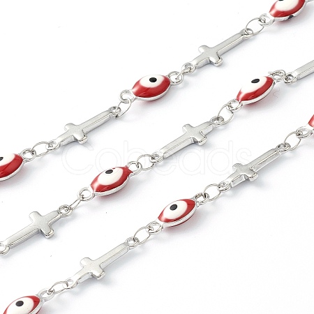 304 Stainless Steel Enamel  Link Chains STAS-H145-12P-1