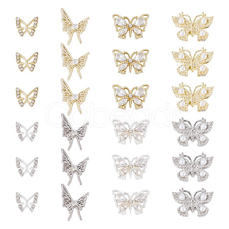 24Pcs 8 Styles Alloy Rhinestone Cabochons MRMJ-TA0001-49-1