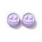 Spray Painted Alloy Beads, Flat Round with Smiling Face, Lilac, 7.5x4mm, Hole: 2mm