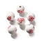 Valentine's Day Element Printed Wood Beads, Round, WhiteSmoke, 16mm, Hole: 4mm