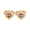 Alloy Crystal Rhinestone Pendants, Heart Charms, Cerise, 18.5x19x5mm, Hole: 2mm