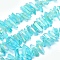 Electroplated Natural Quartz Crystal Beads Strands, Dyed, Nuggets, Rainbow Plated, Cyan, 20~39x5~12mm, Hole: 1~1.5mm, about 15.7 inch(40cm).