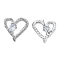 Clear Cubic Zirconia Heart Stud Earrings, Brass Jewelry for Women, Cadmium Free & Nickel Free & Lead Free, Real Platinum Plated, 19.5x20mm, Pin: 0.7mm