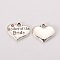 Wedding Theme Antique Silver Tone Tibetan Style Alloy Heart with Mother of the Bride Rhinestone Charms, Cadmium Free & Lead Free, Light Rose, 14x16x3mm, Hole: 2mm