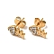 Rhinestone Fishbone Stud Earrings with 316 Surgical Stainless Steel Pins, Gold Plated 304 Stainless Steel Jewelry for Women, Crystal, 10.5x6mm, Pin: 0.7mm