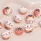 Handmade Porcelain Beads, Maneki Neko Cat, Light Coral, 13x14mm