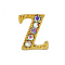 Alloy Gold Rhinetone Letters Nail Stud Cabochons, 3D Capital Alphabet, for Women Girls DIY Making Nail Art Design, Letter.Z, 8x6x2mm