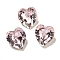 Glass Rhinestone Cabochons, Flat Back & Back Plated, Faceted, Heart, Light Rose, 5.5x5x3.5mm