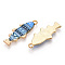 Alloy Enamel Pendants, Cadmium Free & Nickel Free & Lead Free, Golden, Fish Charm, Turquoise, 27x10.5x2.5mm, Hole: 1.8mm