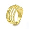 Star Brass Open Cuff Rings, Multi Lines Wide Band Rings, Real 18K Gold Plated, US Size 7 1/4(17.5mm)