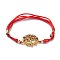 Adjustable Nylon Cord  Bracelets, Red String Bracelets, with Brass Micro Pave Cubic Zirconia Links, Packing Box, Tree, Red, 1 inch~3-1/4 inch(2.4~8.3cm), 2mm