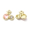 Alloy Pendant, with Glass, Light Gold, Lead Free & Cadmium Free, Cherry Charm, Pink, 14x15x5mm, Hole: 1.5mm