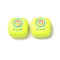 Spray Painted Alloy Enamel Beads, Square with Eye, Green Yellow, 10x10x4mm, Hole: 1.8mm