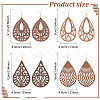 ANATTASOUL 4 Pairs 4 Styles Natural Wood Hollow Out Teardrop Dangle Earrings EJEW-AN0003-55-7