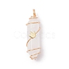 Natural Quartz Crystal Copper Wire Wrapped Pendants PALLOY-JF02534-2