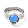 Flat Round K9 Glass Adjustable Ring RJEW-G253-01C-P-3