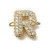 Brass Micro Pave Cubic Zirconia Letter Links KK-I717-04R-1