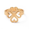 Ion Plating(IP) 201 Stainless Steel Heart Clover Finger Ring RJEW-J051-01G-2