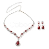 Teardrop Alloy Rhinestone Necklaces & Stud Earring Sets for Women SJEW-U001-01P-03-3