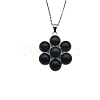 Natural Dyed & Heated Black Agate Flower Pendant Necklaces FO7861-6-1