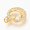 Brass Micro Pave Clear Cubic Zirconia Charms ZIRC-O036-31G-3