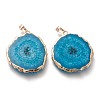 Dyed Natural Druzy Solar Quartz Crystal Pendants G-F693-01B-G-2