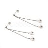 Glass Pearl Tassel Dangle Stud Earrings EJEW-P219-20P-1