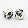 Floral Printed Porcelain Beads Strands PORC-Q201-6-12mm-5-2