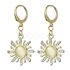 Golden Alloy Sun Shape Dangle Leverback Earrings with Cat Eye EJEW-JE05587-02-1