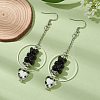 Acrylic Bear & Lampwork Heart Dangle Earrings EJEW-JE05416-01-3