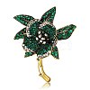 Flower Alloy Rhinestone Brooches for Backpack Clothes PW-WG76595-02-5