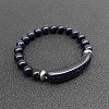 Synthetic Blue Goldstone Bead Stretch Bracelets for Women Men MZ7269-13-1