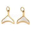 304 Stainless Steel Pave Natural White Shell Whale Tail Charms STAS-Q345-18G-1
