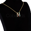 Golden Brass Micro Pave Cubic Zirconia Initial Pendants Necklaces NJEW-S069-JN002-M-2