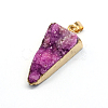 Plated Natural Druzy Agate Triangle Pendants G-R275-08-2