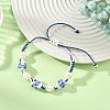 Adjustable Handmade Chinoiserie Floral Printed Porcelain Heart Beads & Natural Pearl Braided Bead Bracelets for Women BJEW-JB14209-2