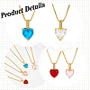 ANATTASOUL 4Pcs 4 Colors Cubic Zirconia Heart Pendant Necklaces Set with Golden Brass Box Chains NJEW-AN0001-78-3