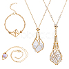 4Pcs 4 Styles Brass Braided Macrame Pouch Empty Stone Holder Bracelet Making & Necklaces Making Set for Women SJEW-DC00001-1