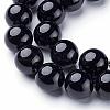 Natural Black Onyx Round Beads Strands GSR14mmC097-2