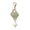 Natural Green Aventurine Brass Pendant Decorations HJEW-JM01817-02-4