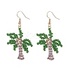 Glass Seed Braided Coconut Tree Dangle Earrings EJEW-JE05169-1