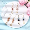 3 Pairs Gemstone Moon & Star Dangle Earrings EJEW-JE06707-1