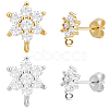 6 Pairs 2 Colors Brass Micro Pave Cubic Zirconia Stud Earring Findings ZIRC-BBC0003-24A-1