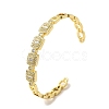 Clear Cubic Zirconia Rectangle Open Cuff Bangle BJEW-A136-04G-3